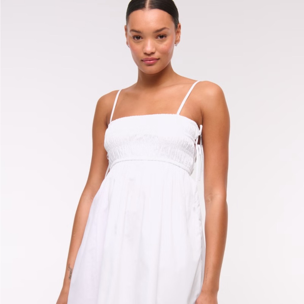 Smocked Babydoll Tie Mini Dress - Picture 3 of 6